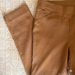 Anne Klein Tan Textured Pull Up Ankle Pants - See Photo for Measurements